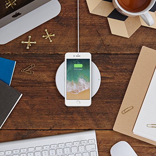 Belkin Boost Up Tappetino di Ricarica Rapida Wireless, 7.5W, Iphone X/8/8+ e Altri Dispositivi, Tecnologia Qi, Progettato in Collaborazione con Apple, Certificazione Qi, Caricatore Eu Incluso, Bianco