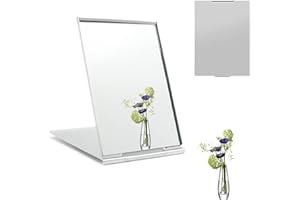 LAEEYIN Travel Mirror Pocket Mirror Small Cosmetic Mirror Hand Mirror Foldable Ultra Thin and Durable Mirror Suitable for Travel, Office Shaving Camping and Makeup (1 Piece 11.5 x 8 cm)