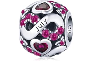 SHIYU Kamień narodzin Charms do bransoletki Pandora ze srebra próby 925 miłość serce urocze koraliki