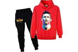 Xpialong Ronaldo Football Kit for Kids Football Hoodie+Pants Cotton Tracksuit Set