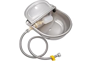 MASXIRCH Bebedero AutomáTico para Perros de Acero Inoxidable con Manguera Trenzada, Bebedero AutomáTico con VáLvula de Bola Flotante Ajustable para Caballos Ganado Vacuno Perros Cabras Ovejas Cerdos