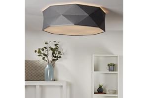 ‎FAMLIGHTS Deckenlampe Samuel aus Stoff, grau, 4 x E27-Fassung, Ø52cm | Deckenbeleuchtung edel Wohnzimmerlampe industrie Flurleuchte Eingangsbereich Designerleuchte Schlafzimmerlampe Küchenlampe Leseleuchte