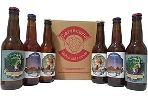 CERVECERÍA VALLES DEL LÚPULO Cerveza Artesana Valles del Lúpulo: 2 Primeta + 2 Pa´llegra + 2 Viña La Veiga en botellas de 33 cl. (Caja de 6 botellas de 33 cl)