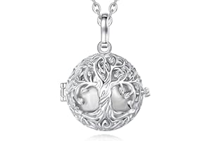 EUDORA Harmony Ball Collana Bola in Gravidanza per Donne Mamma, Ciondolo con Carillon Musicale Albero della Vita Sfera Bola per Gioielli Chiamata agli Angeli, 45"+30"