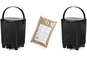 Biolan Bokashi Compost Bin : Set of 2 Bokashi Composters (10l) and EM-Bokashi Bran (1 kg) (Black)