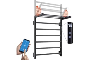 LNXGJJ Scaldasalviette Elettrico Nero WiFi Intelligente Radiatore Scaldasalviette 620 x 500 mm 75 W Termoarredo Elettrico da Bagno Controllo Vocale Pieghevole Asciugabiancheria da Parete