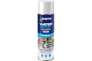 Bostik Waterstop - Membrane d'Etanchéité Toiture, Gouttières et Murs - Résistant UV & Intempéries - Application en Spray - Idéal Zone d'Accès Difficile - Gris Clair - Spray 500ml
