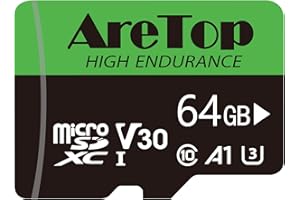 AreTop Carte Micro SD 64Go, Carte SD Lot de 1, SDXC, U3, V30, C10, A1,UHS-I, Carte Mémoire avec Adaptateur pour Tablette/Drone/Dash Cam/Camera/Phone/Nintendo-Switch/PC，Lecture maximale 90 Mo/s
