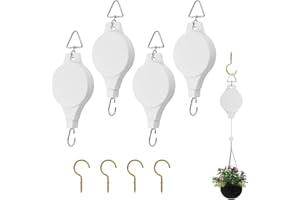 Coolty 4 Stück Pflanzenrolle Einziehbarer Haken für Pflanzen Ampelaufzug Blumenampel Halte Pflanzenlift Seilzug Blumenkorb Haken für Hängende Blumenkörbe Vogelfutterhäuschen