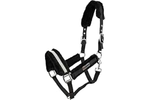 Horsenjoy Weicher Halfter Diamond mit Plüschpolsterung weinrot Strassteine (Full, schwarz)