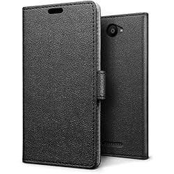 SLEO Funda BQ Aquaris U Lite/BQ Aquaris U, Cartera Carcasa Piel PU Suave Flip Folio Caja Super Delgado [Estilo Libro,Soporte Plegable y Cierre Magnético] para BQ Aquaris U Lite/BQ Aquaris U - Negro
