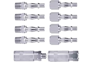 VADUDA 10Pcs Air Line Connectors 1/4" BSP Air Compressor Fittings Airline Fittings Hose Pipe Couplings Connector Plug Kit with Male Female Thread for Compressor Tools