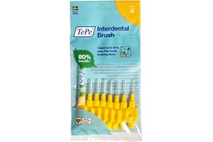 TePe Spazzolino interdentale giallo originale (misura ISO 4 0,7 mm), per una pulizia facile e accurata degli spazi interdentali, confezione da 8 scovolini