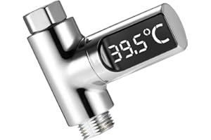 Kavolet Duschthermometer mit LED, selbstgenerierendes Duschthermometer, Genauigkeit ± 0,5 °C, LED-Anzeige, um 360 ° drehbar, keine Batterien erforderlich, einfach zu installieren, ideal für Familien