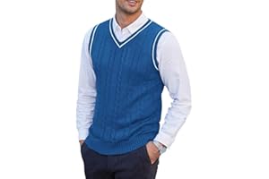 Oanviso Hombre Jersey sin Mangas Invierno Chaleco Casual Chaqueta Pullover Básico Suéter con Cuello en V Jerséis Sweater