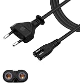 TOP CHARGEUR * G&uuml;&ccedil; kablosu, kablo 1,5 m, 150 cm, bipolar fig&uuml;r 8 C7, siyah, Apple TV, Samsung, Soundbar, yazıcı, Marshall hop