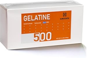 Haodong Beef Gold Leaf Gelatin Sheets - 1KG/2.2LBS (500Sheets/200Bloom) - Gelatin Leaves for Mousse Mirror Glaze Cream Cake Dessert Jellies