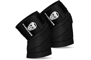Gymreapers Knee Wraps (Pair) With Strap for Squats, Weightlifting, Powerlifting, Leg Press, and Cross Training - Flexible 72 inch Knee Wraps for Squatting - For Men & Women