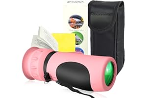 LURNODY Un Rosa Telescopio de Bolsillo Monocular Portátil, Prismáticos Niños Aumento 8-12 Veces, Binoculares Compactos Regalo Adecuado para Niños y Niñas de 3 a 12 Años, Regalo de Cumpleaños