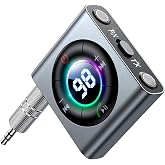 JOYROOM Bluetooth 5.3 Transmitter and Receiver 2 in 1 [LED Screen &amp; Enhanced Dual Mics] Wireless Audio Adapter for Car/TV/Hom