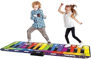 ZIPPY MAT Klaviermatte für Kinder, riesige musikalische Keyboard-Bodenspielmatte, 8 Instrumente, inkl. Liederbuch, Party-Tanz-Geschenk für Jungen Mädchen Kleinkinder Familien (Rainbow)