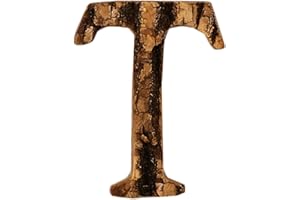 Anawakia Lettres en bois A B C D E F G H I J K L M N O P Q R S T U V W X Y Z vintage écorce de bois massif chiffres & 0 1 2 3 4 5 6 7 8 9 rétro DIY décoration (T)