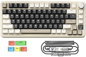 MAMBASNAKE x ATTACK SHARK X85PRO Klawiatura Mechaniczna Gasket, 75% Bezprzewodowa Klawiatura Gamingowa z TFT Screen i CNC Knob, 2,4GHz/BT5.1/USB-C, 5 Layer Padding,Hot-Swap Linear Switch,do PC,MAC,QMK