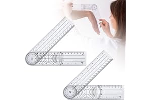 MARURY 2 Pièces 360° Goniomètres Kiné Rotatifs-PVC（cm/inch）Multifonction Goniometre Kiné Pour Quotidiennement Arpentage et cartographie et rapporteur de règle vertébrale etc