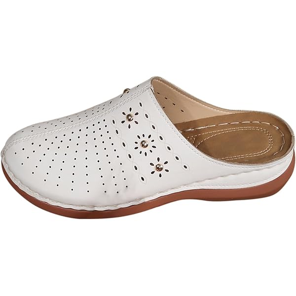 Pantoufles Sabots Pour Femme - Intérieur/extérieur, Cuir, Semelle Caoutchouc Liège, Orteils Fermés, Confortables, Antidérapantes - 7