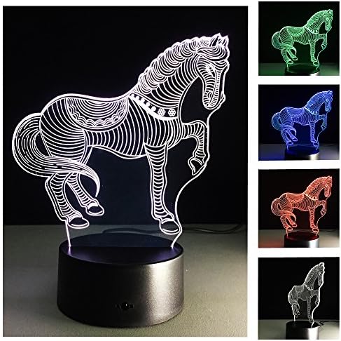 3D Nightlights, 7 Colors Change Touch Control Night Lamp, Best Gift for Friends Children（horse）