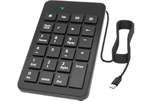XMSJSIY USB Tipo C Número Pad Cable 23 Teclas Tipo C Teclado Numérico con Tab, Inicio, Correo electrónico y Calculadora Teclas para Portátil, PC, Escritorio, Ordenador, Ordenador Portátil