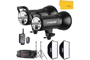 GODOX SK400 800 W Fotografie Studio Stroboskop-Kit 2 Leuchten 400 W Monolight Sk400, inklusive 2 x 400 W SK400 Light Stroboskop + 2 x 60 x 90 cm Softbox + DM-16 Flash Trigger