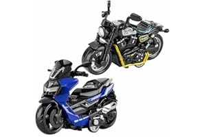 APPCRFM Simulation Motorbike,Alloy Motor-Cycle Model,2pcs Pull-Back Vehicle Toy for Child,Metal Racing Car Model Decoration Children's Educational Games,Birthday Gifts for Boys and Girls (Green and Blue)