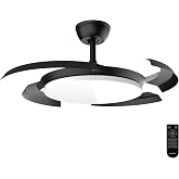 Cecotec Ceiling Fan Aero 4500 Puzzle Invisible Black | 30W, DC Motor, with Retractable Blades, Diameter 42", LED Light, Remot