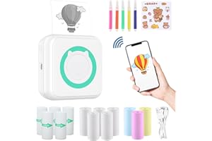 ZAKVOP imprimante, Mini imprimante Portable, imprimante de Poche, Mini imprimante Thermique, imprimante sans Encre, imprimante Bluetooth et WiFi, pour Notes d'étude, mémo, Photos – Violet