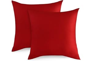 ‎TOCOMOA TOCOMOA 2er Set Kissenbezug 40x40 Rot - 100% Baumwolle Kissenbezüge 40x40 cm, Kopfkissenbezug mit Reißverschluss, Superweicher und Atmungsaktiv Kissenhülle