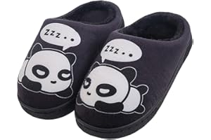 GAATPOT Chaudes Pantoufles Automne Hiver Enfant Mignon Panda Peluche Chaussons Fille Garcon Doux Maison Antidérapant Slippers Chaussures pour Femme Homme