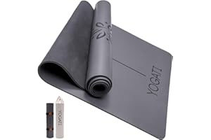 YOGATI Natural Rubber Yoga Mat with Yoga Bag and Carry Strap. Non-Slip Yoga Mat for women and men with Alignment lines. Perfect Exercise Mat for home. Ideal Workout Mat for Gym, Pilates, and Fitness.