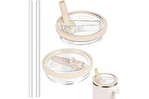 Bagtopia 30 OZ Tumbler Lid Replacement Compatible with Stanley Quencher, Leakproof Flip Straw Lids, Spill Proof Top Cover Compatible for Stanley Cup Accessories, 2 Pack, Cream