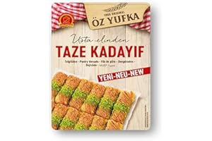 PUFAI Ozyuf Masa filo rallada kadaifi, kataifi kadayif fresco, en hilos, taze kadayif para chocolate Dubai, 400 gramos