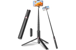 TONEOF 67" Selfie Stick Tripod, All-in-1 Phone Tripod Stand Video Kits with Integrated Wireless Remote,Portable,Lightweight,ExtendableTripod for Selfies/Live/Video Recording/Travel-Black