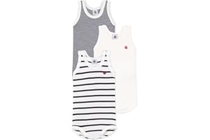 Petit Bateau Body Sin Mangas (Pack de 3) Unisex bebé