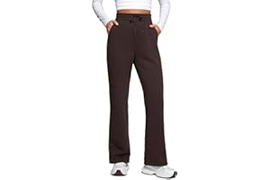 CRZ YOGA Women's Cotton Fleece Lined Sweatpants Straight Leg Casual Lounge Joggers - 28"/30"/32" Winter Thermal Comfy Pants with Pockets