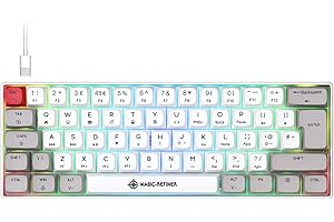 UrChoiceLtd Diseño del Reino Unido 60% Teclado mecánico para Juegos Tipo C con Cable 61 Teclas RGB LED retroiluminado USB Teclado PBT a Prueba de Agua Teclas Anti-ghosting para computadora/PC/Mac