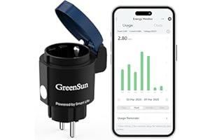 GreenSun Prise Connectée Exterieure Alexa - Smart Life Prise Connectée Exterieure Etanche Compatible avec Alexa IP44 Mesure Consommation Prise Fonction Prise connectée Alexa Minuterie Type E 16A