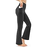 JOYSPELS Bootcut Yoga Pants with Pockets for Women, High Waisted Wide Leg Bottom Bootleg Full Length Trousers Tummy Control W