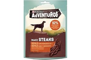 CAT CHOW Purina Adventuros Snacks y chuches para perros Maxi Steaks Bufalo 7 x 70 g