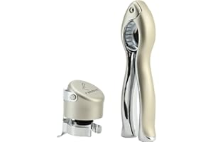 Rabbit Velvet - Kit d'Accessoires pour Champagne avec Tire-Bouchon et Bouchon, Coffret Cadeau, Métal