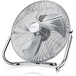Brandson 48 W Ventilateur en Design rétro Chrome - 38,5 cm de diamètre - Trois Vitesses Low - Medium - High - débit d'air élevé - tête du Ventilateur réglable - métal Solide