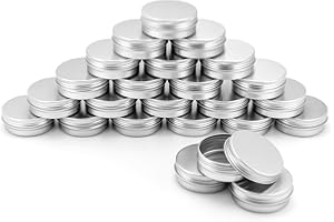 QWORK® 24 Tarros de Aluminio para Crema con Tapas, Tarros Redondos Vacíos para Surtido de Joyería/Loción/Crema (60 ml)